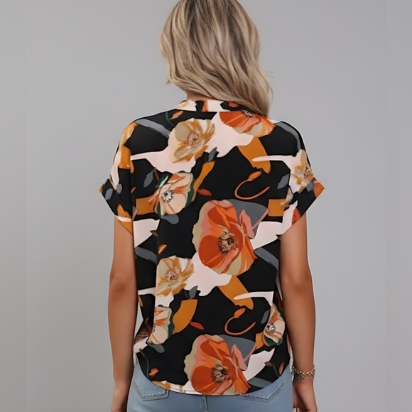 Floral Print Batwing Sleeve Blouse - Picture 4 of 6
